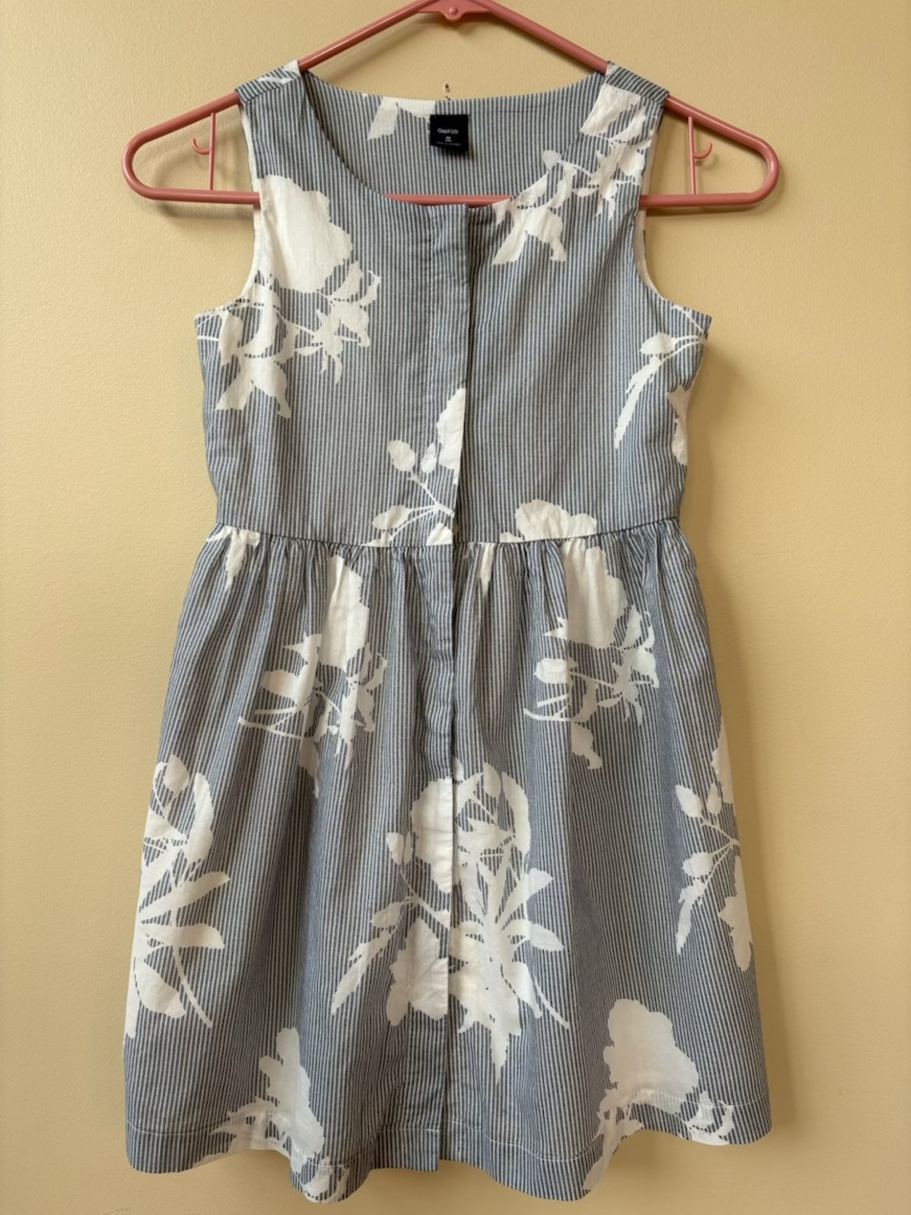 GAP - Blue and White Floral Stripe Dress - Girl's Size 8 - 100% Cotton
